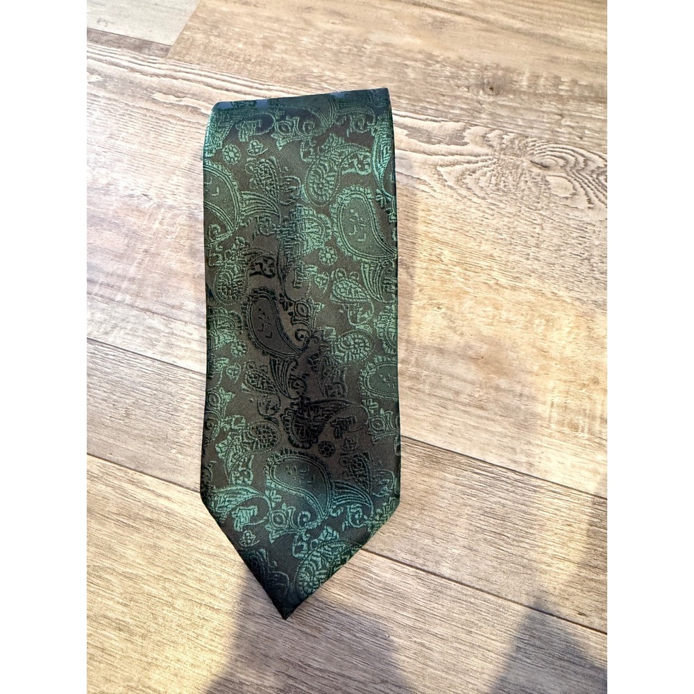Unbranded Mens Necktie Silk Paisley Green One Size
